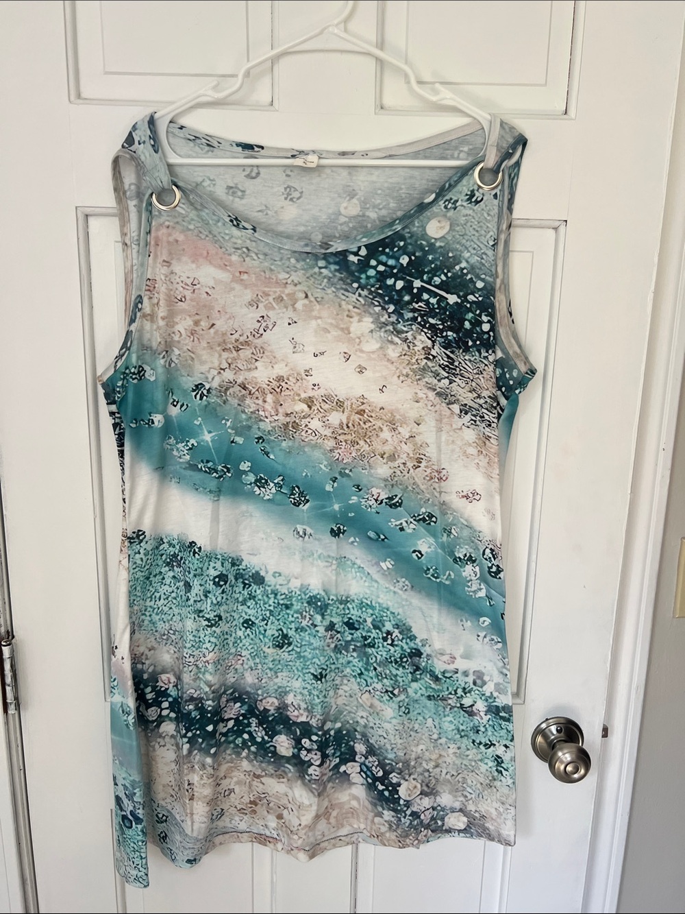Aqua Wave Print Sleeveless Tunic